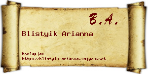 Blistyik Arianna névjegykártya